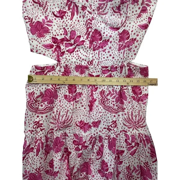 NWT Zara Women's L Strappy Floral Cut-Out Maxi Dress Pink White Resort Tropical - Picture 9 of 14